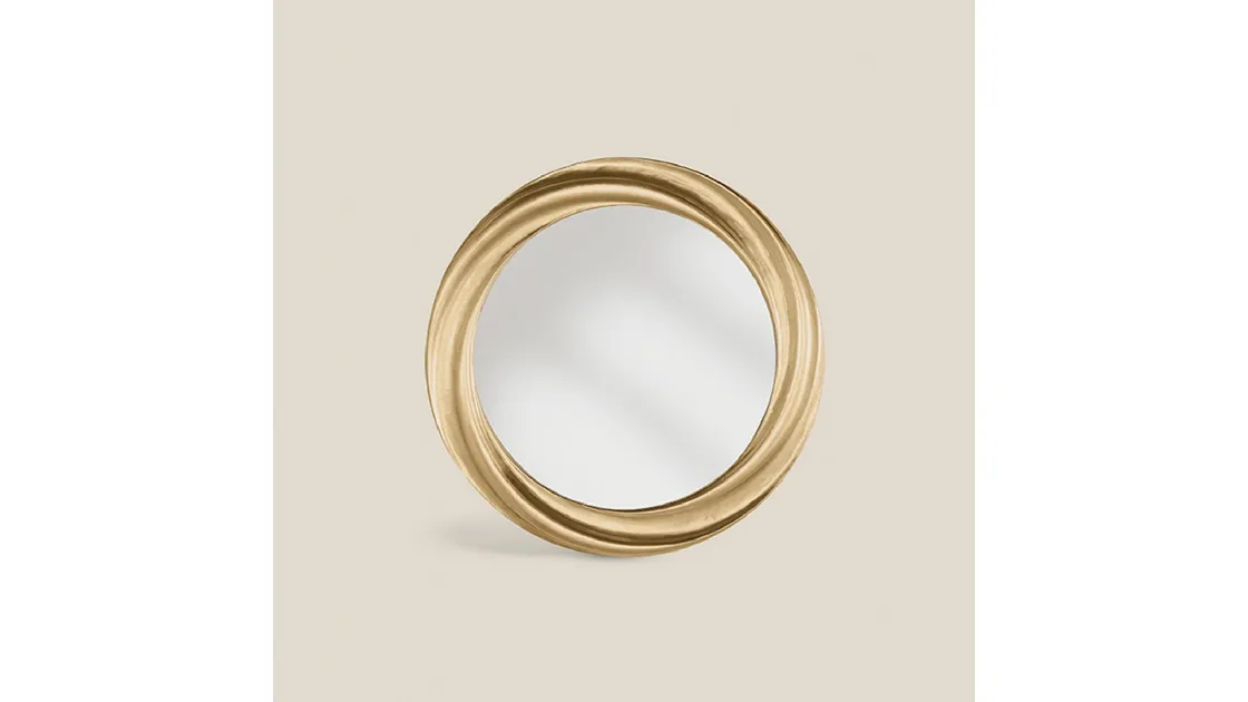 Specchiera rotonda con cornice in legno dorato Borbonese SP9110 di Tarocco Vaccari