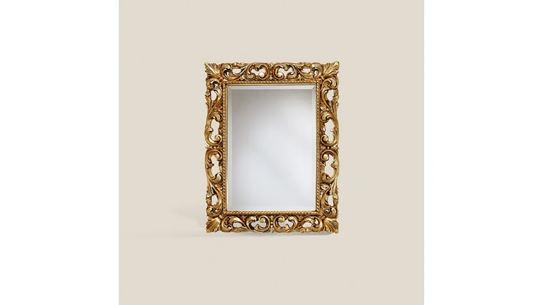 Specchiera con cornice in legno dorato e intagliato Emozioni 5141 di Tarocco Vaccari