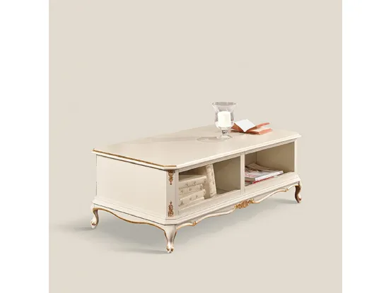 Tavolino in legno laccato con intarsio e decorazioni in foglia oro Emozioni 5143 EM23 di Tarocco Vaccari