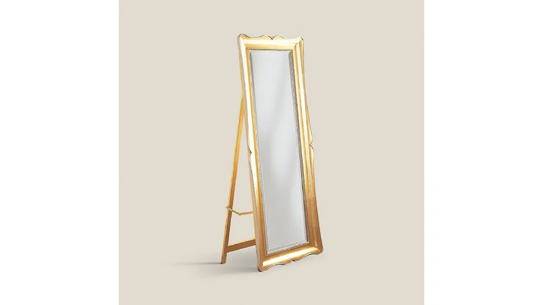 Specchiera da terra con cornice in legno dorato Passioni 5442 di Tarocco Vaccari