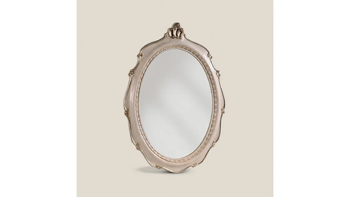 Specchiera ovale in legno argentato Passioni 5475 di Tarocco Vaccari