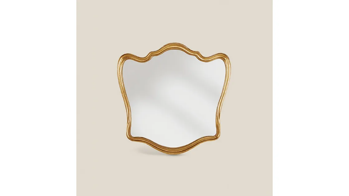 Specchiera con cornice sagomata in legno dorato Passioni SP9000 di Tarocco Vaccari