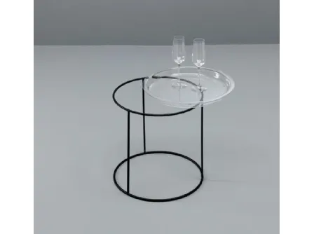 Tavolino rotondo Arias con top in vetro temperato e base in metallo verniciato di Stones