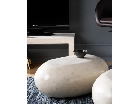 Tavolino Sasso Small in pietra fossile di Stone