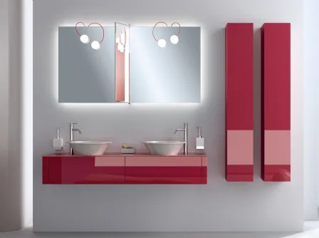 Mobile da Bagno Font in laccato lucido Rosso Rubino di Scavolini Bathrooms