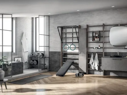 Mobile da Bagno Gym Space in Decorativo Oxide Steel di Scavolini Bathrooms