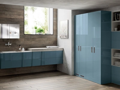 Mobile da Bagno Laundry Space Lagu in laccato lucido Verde Ottanio di Scavolini Bathrooms