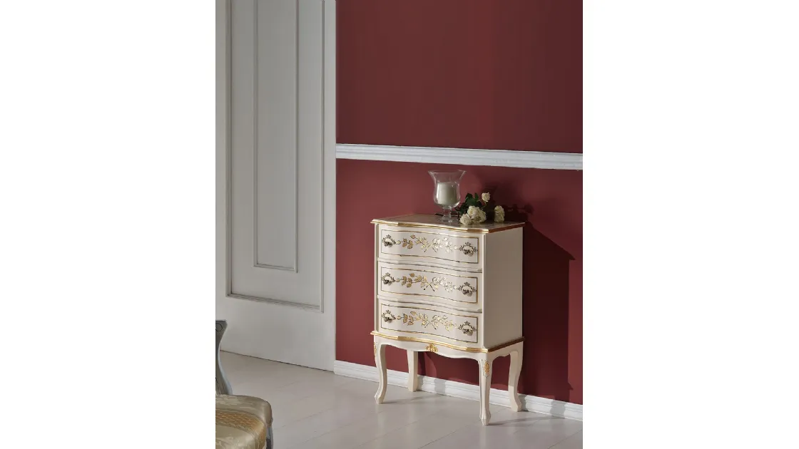 Comodino Classic 035 SPA BR in legno laccato con intarsio di Tarocco Vaccari