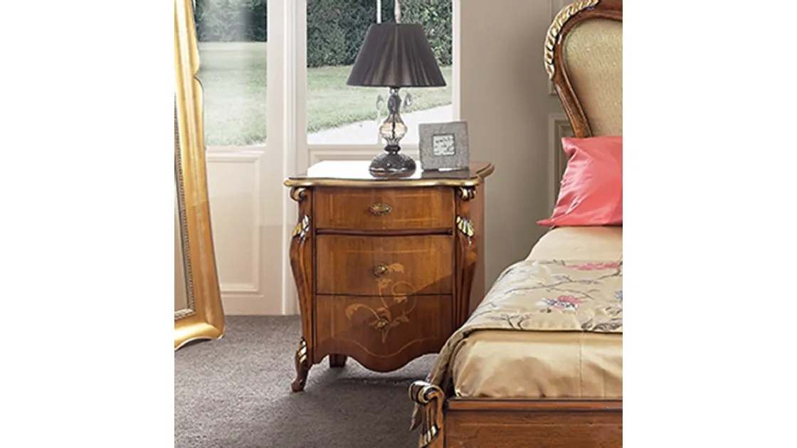 Comodino in legno con intarsio Passioni 5431 EM27 di Tarocco Vaccari