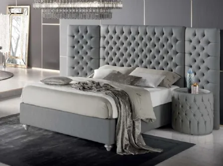 Letto in pelle con testiera trapuntata Puccini di Stilfar Italia