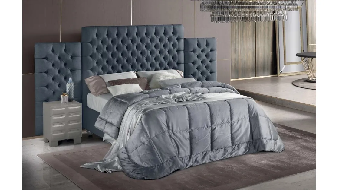 Letto in pelle con testiera imponente Tosca di Stilfar Italia