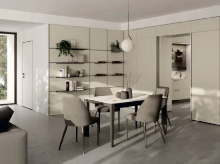 Libreria Living Moda Strips Urban Gold in laminato e acciaio di Scavolini