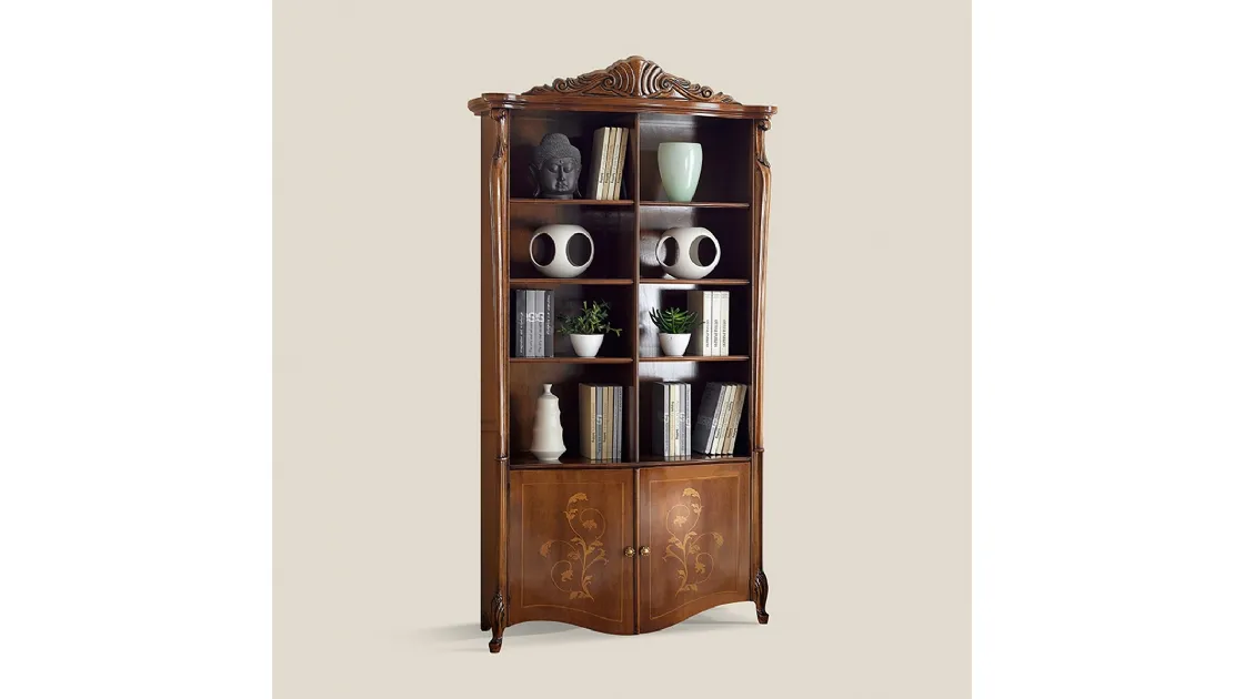 Libreria in legno con intarsio a due ante Passioni 5428 EM15 di Tarocco Vaccari