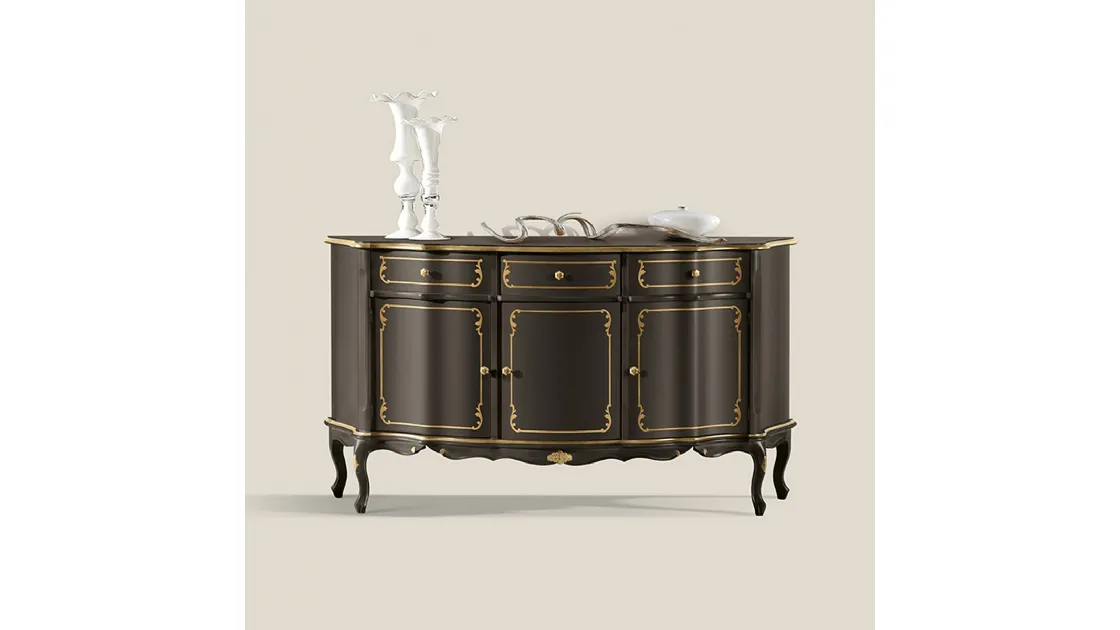 Madia in laccato opaco con decoro in foglia oro Borbonese 6113 509 0 di Tarocco Vaccari