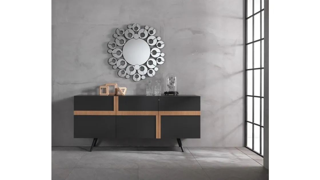 Madia Ginger in melaminico con inserti in rovere di Stones