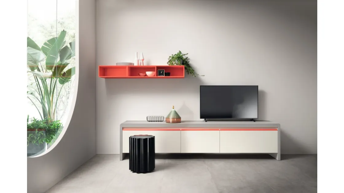 Madia Living Dandy Plus 02 Bianco e Rosso Corallo di Scavolini