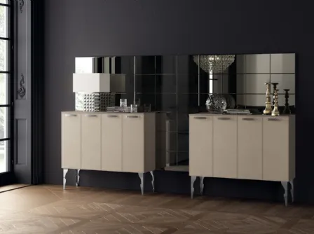 Madia alta Living Exclusiva 03 in Pelle Grigio Perla di Scavolini