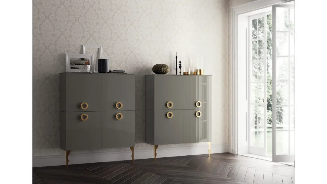 Madia Living Exclusiva 04 in laccato lucido Grigio Titanio di Scavolini