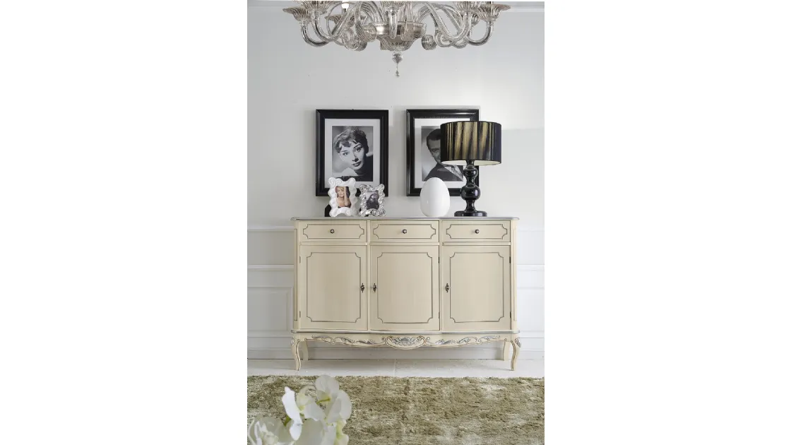 Madia a tre ante e tre cassetti in laccato bianco Sensazioni 1216 TV 131 di Tarocco Vaccari