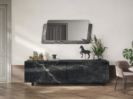 Madia Sideboard 04 in finitura marmo nero di Scavolini