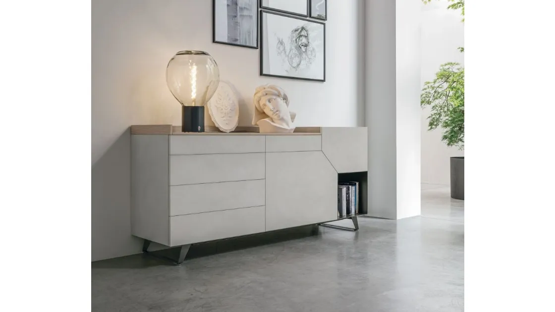 Madia Remix X05 in materico cemento chiaro di Tomasella