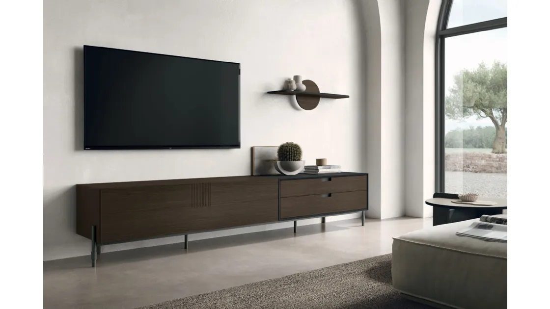 Mobile Porta Tv TIME UNIT TI 130 in CDF rovere moka di Tomasella