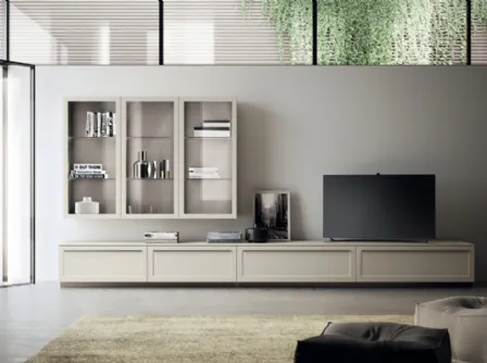 Parete Attrezzata Living Carattere 02 in laccato opaco Tortora di Scavolini