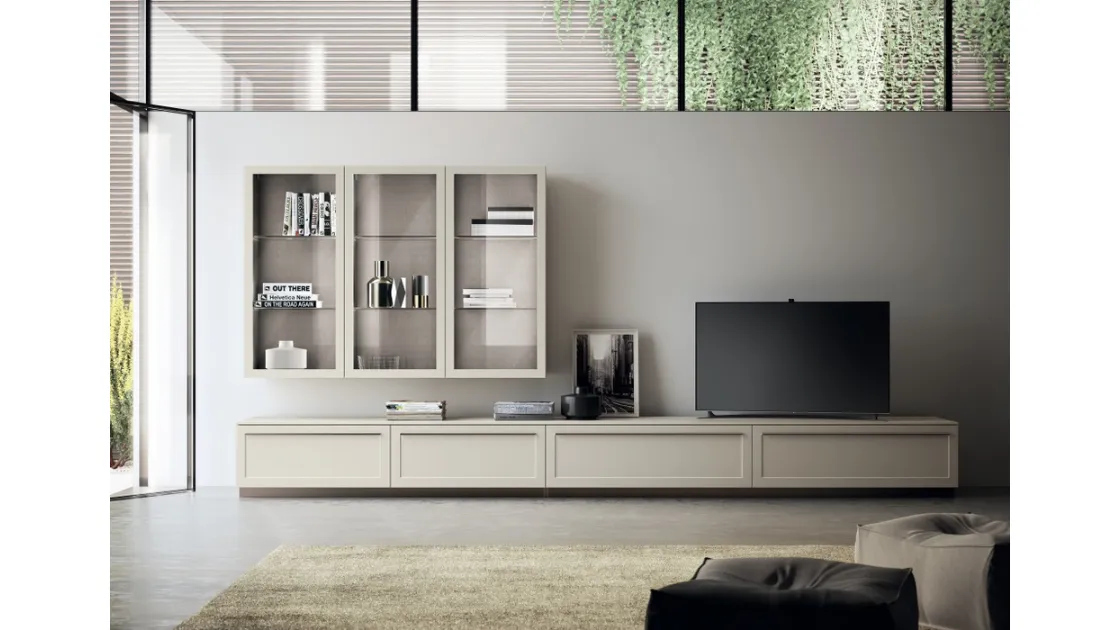 Parete Attrezzata Living Carattere 02 in laccato opaco Tortora di Scavolini