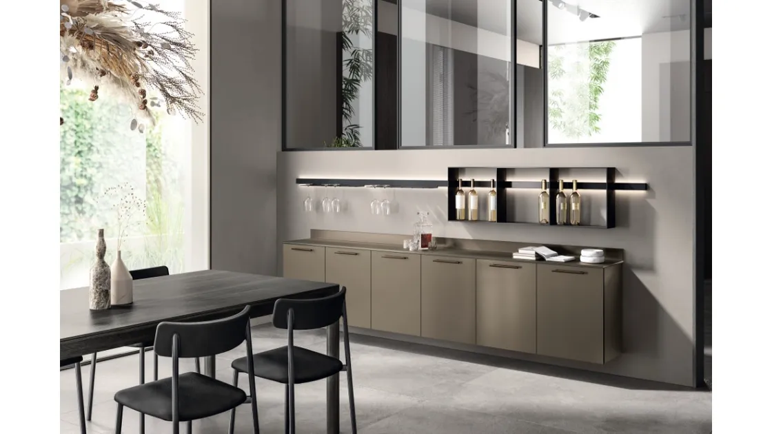 Parete Attrezzata sospesa Living Musa 02 in laccato Grigio Matera di Scavolini