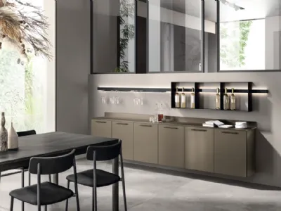 Parete Attrezzata sospesa Living Musa 02 in laccato Grigio Matera di Scavolini
