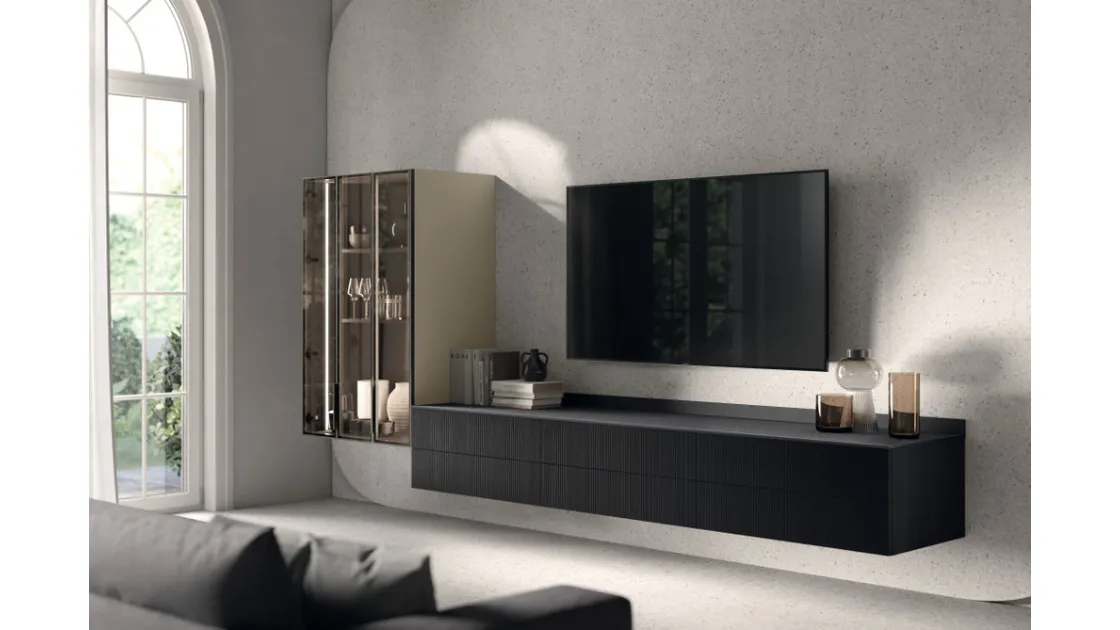 Parete Attrezzata Living Musa in Rovere Berry 04 di Scavolini