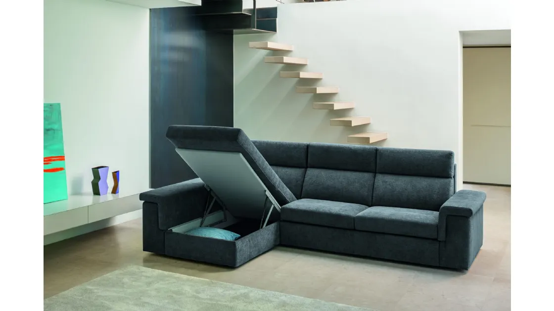 Divano con penisola contenitore Kappauno di Fabbri Salotti