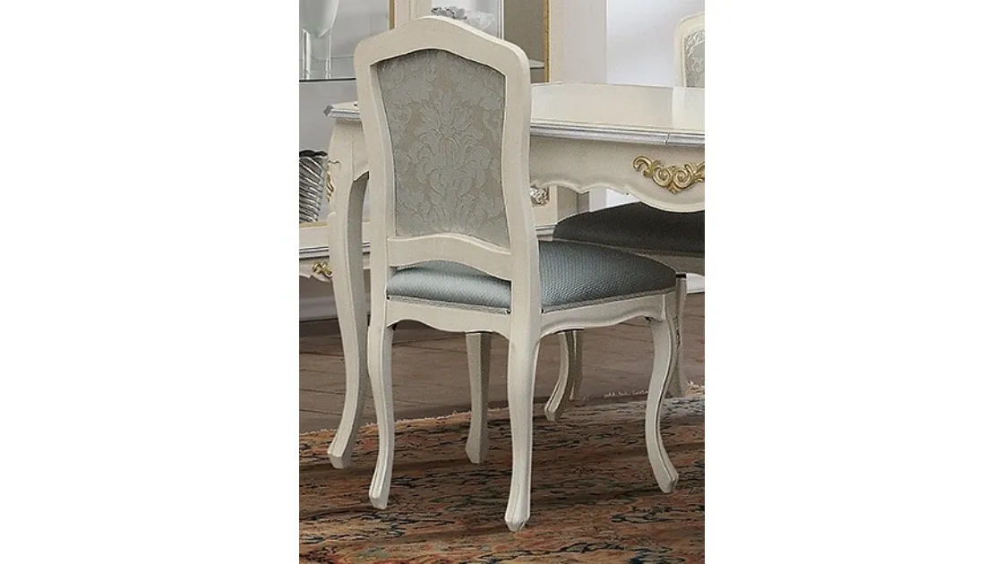 Sedia in legno laccato bianco con schienale e seduta imbottiti Classic 1411 TV131 di Tarocco Vaccari
