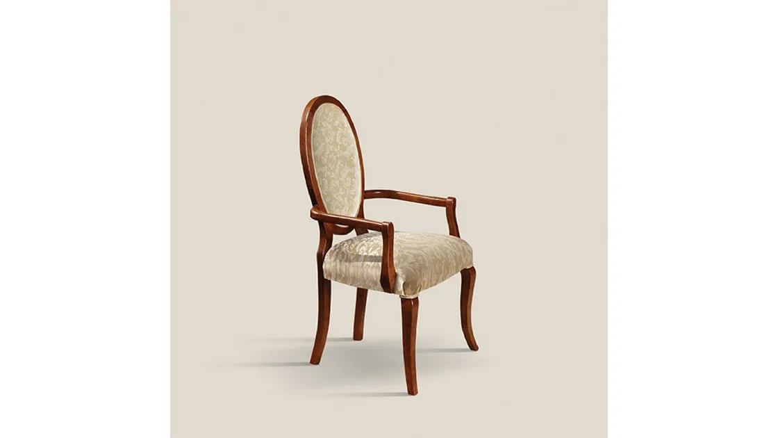 Sedia in legno con braccioli imbottita in tessuto Princess MS 173 di Tarocco Vaccari