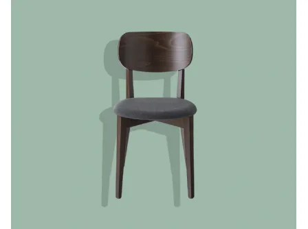 Sedia pratica e funzionale con struttura in legno e sedile imbottito, Robinson Soft di Connubia