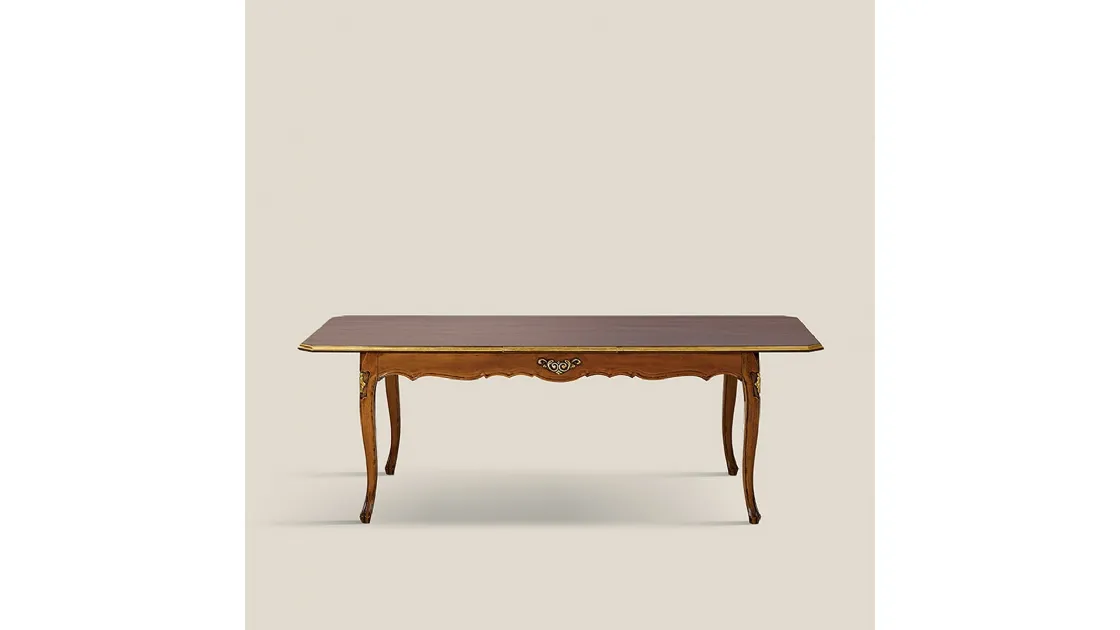 Tavolo allungabile in legno intarsiato Classic 1410 EM27 di Tarocco Vaccari