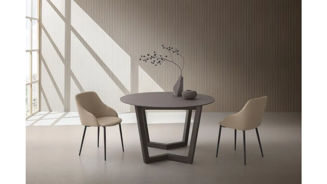 Tavolo rotondo Jacopo con top in HPL e base in metallo di La Primavera