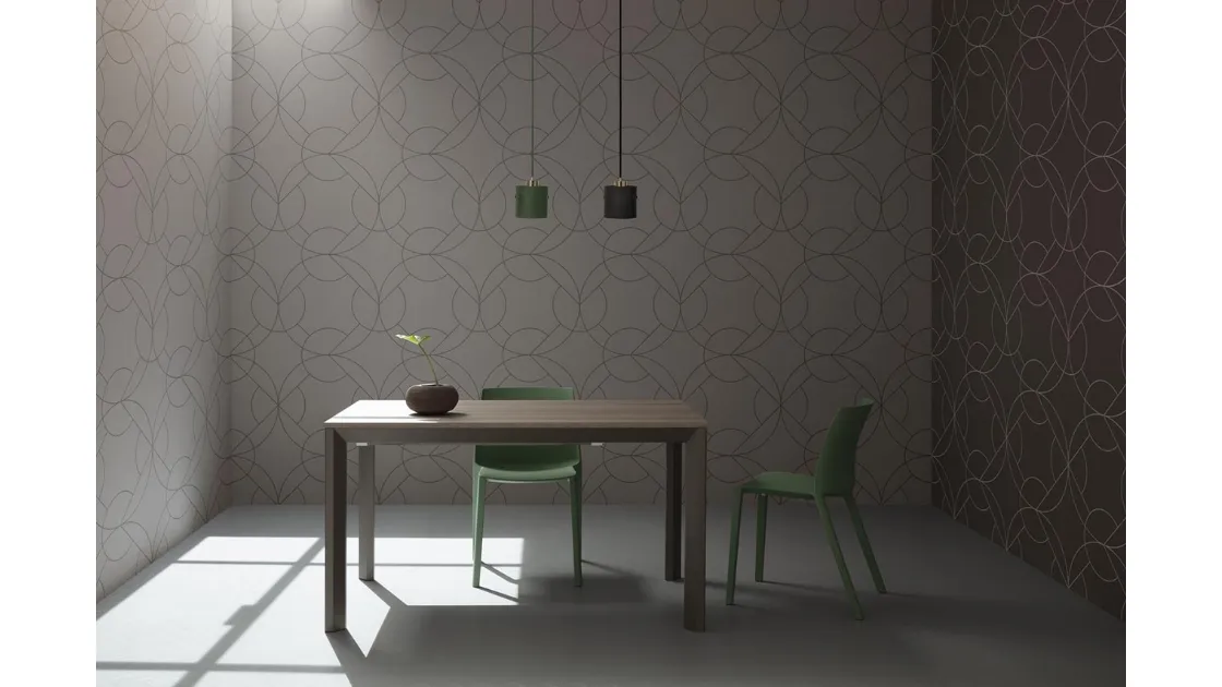 Tavolo allungabile Ricky con top effetto legno e base in alluminio di La Primavera