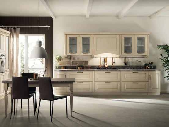 Cucina Classica ad angolo Madeleine 04 in Frassino Bianco Burro di Scavolini