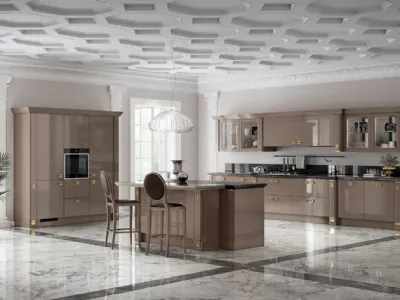 Cucina Classica Exclusiva 07 in laccato lucido Grigio Tundra di Scavolini