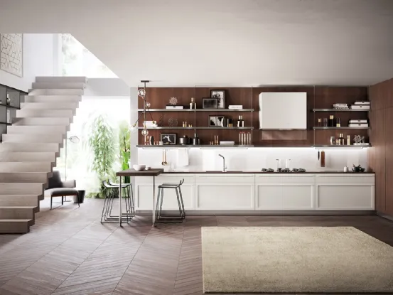 Cucina Moderna Carattere 11 Bianco Prestige e Rovere Nabuk di Scavolini