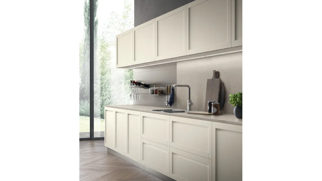 Cucina Moderna Carattere 07 in finitura Frassino Cotone di Scavolini