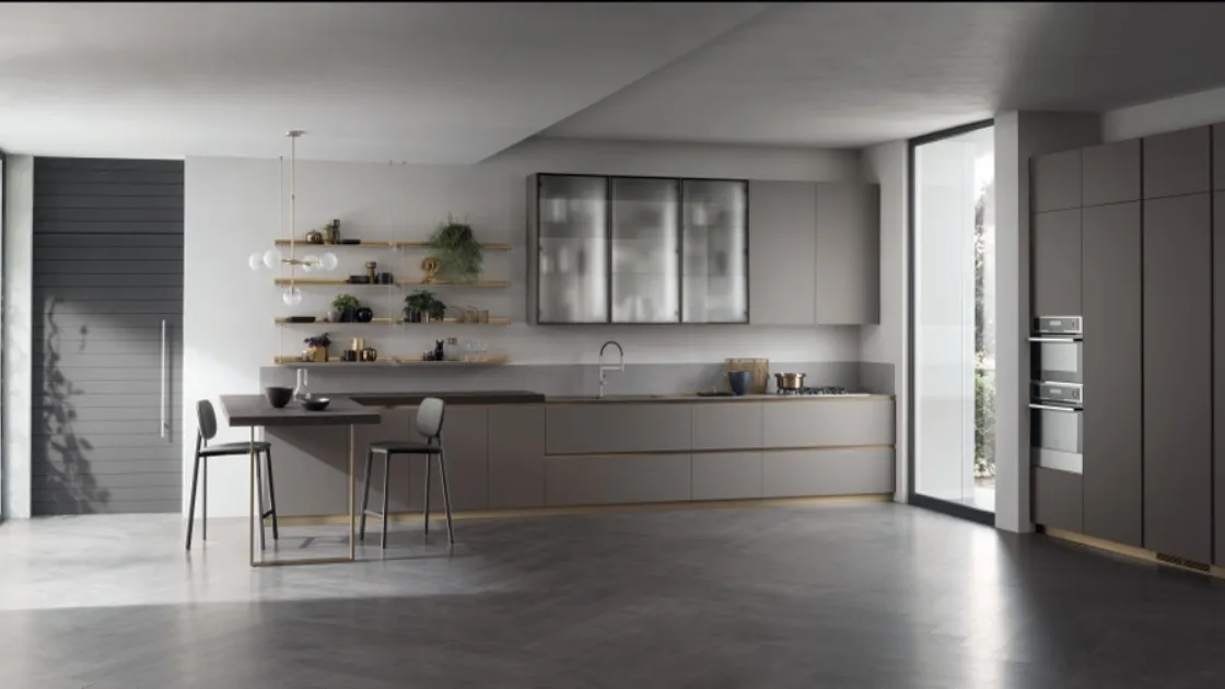 Cucina Moderna con penisola DeLinea 04 Grigio Londra di Scavolini