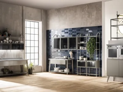 Cucina Moderna Diesel Open Workshop 12 in Acciaio Soft di Scavolini