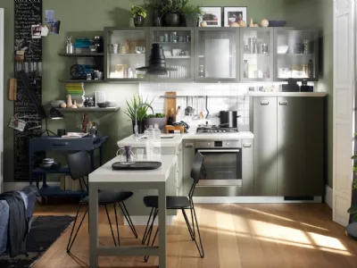 Cucina Moderna Diesel Social Kitchen 06 in Rovere laccato Tempera Grey di Scavolini