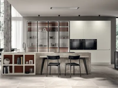 Cucina Moderna Motus 06 in laccato opaco Bianco Prestige di Scavolini