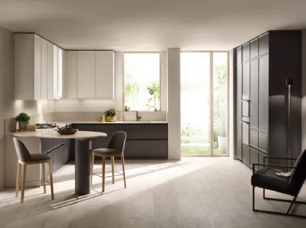 Cucina Moderna con penisola Poetica 07 in Frassino di Scavolini