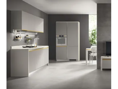 Cucina Moderna Dandy Plus 02 Grigio con maniglia Giallo Senape di Scavolini