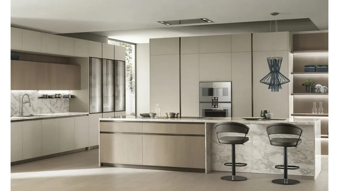 Cucina DeLinea 09 in Oleomalta Lima e Rovere Dune di Scavolini