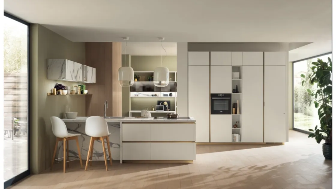 Cucina DeLinea 06 in laccato Bianco Prestige di Scavolini